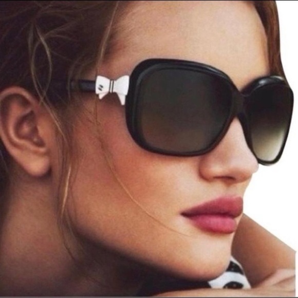 CHANEL SUNGLASSES OVERSIZD WHITE BOW RECTANGLE - Picture 1 of 11